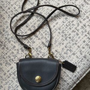 Coach Navy Leather Crossbody with Brass Accent